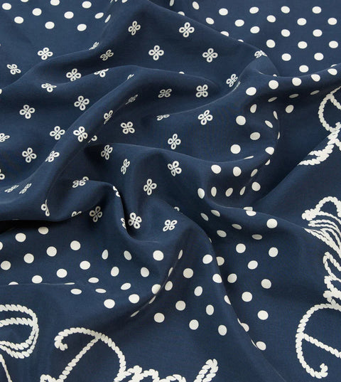 Drake's Navy Rope Border Print Silk Bandana 2