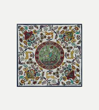 Drake's Ecru & Green Folk Rider PS — flat front