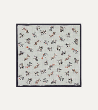 Drake's Ecru Dogs Motif PS — front