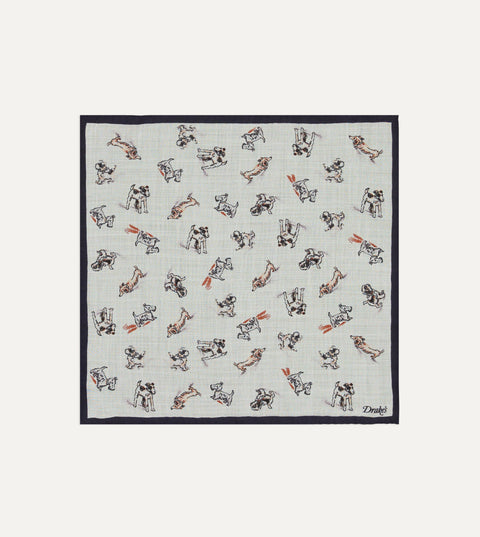 Drake's Ecru Dogs Motif PS — front