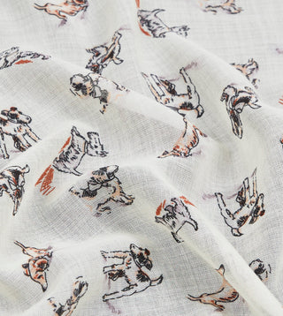Drake's Ecru Dogs Motif PS — detail