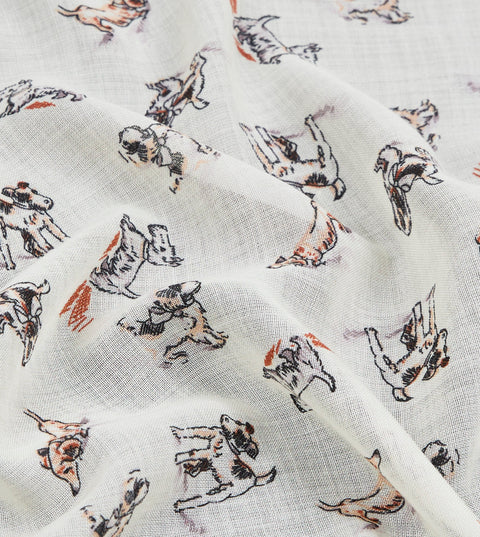 Drake's Ecru Dogs Motif PS — detail