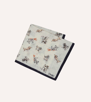 Drake's Ecru Dogs Motif PS — folded