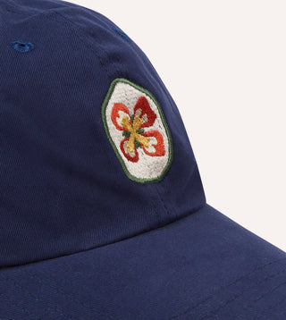 Drake's Navy Flower Emblem Cotton Baseball Cap 3