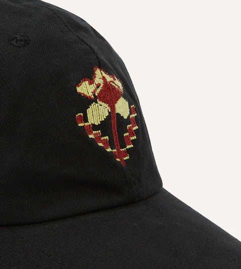 Drake's Washed Black Flower Emblem Cotton Baseball Cap 3