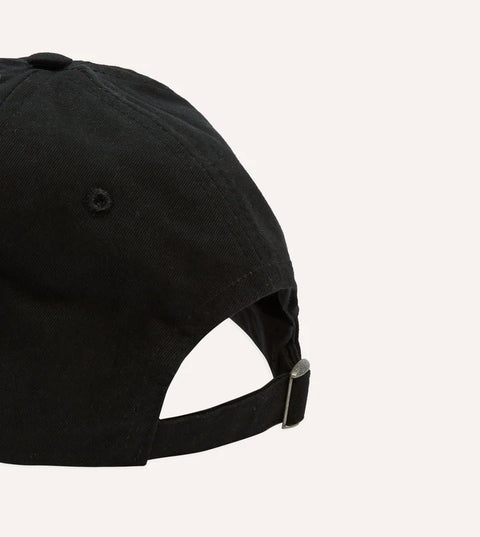 Drake's Washed Black Flower Emblem Cotton Baseball Cap 2