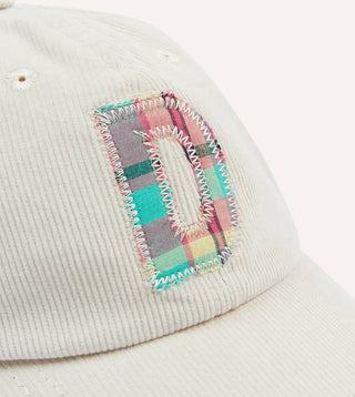 Drake's Ecru 'D' Appliqué Cotton Baseball Cap - Tan, Cotton, Made In Portugal - Detail View