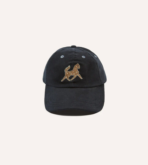 Drake's Navy Horse Emblem Moleskin Baseball Cap 1