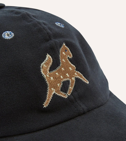 Drake's Navy Horse Emblem Moleskin Baseball Cap 3
