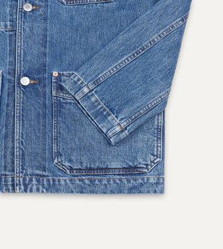 Drake's Bleach Wash Selvedge Denim Five-Pocket Chore Jacket 4