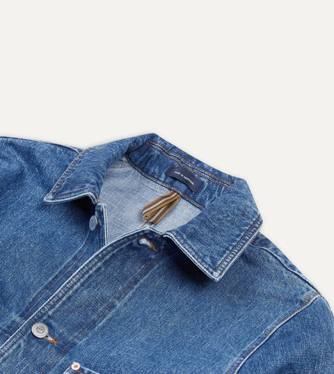 Drake's Bleach Wash Selvedge Denim Five-Pocket Chore Jacket 3