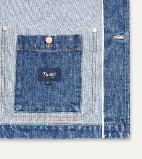Drake's Bleach Wash Selvedge Denim Five-Pocket Chore Jacket 5