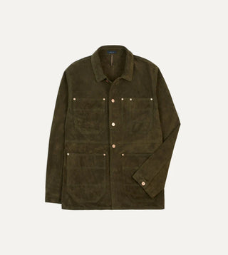 Drake's Olive Suede Welder Jacket 1