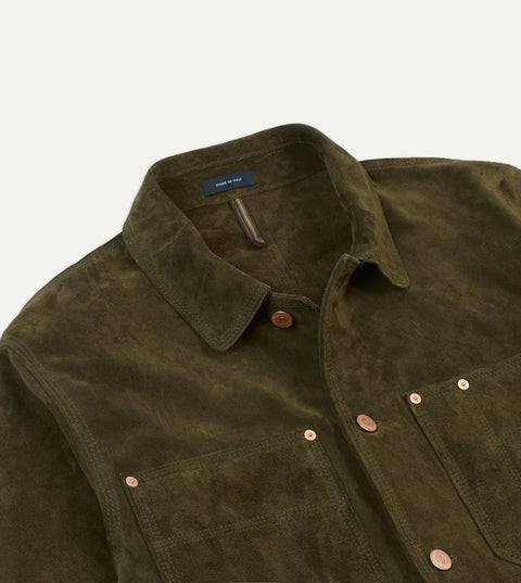 Drake's Olive Suede Welder Jacket 3