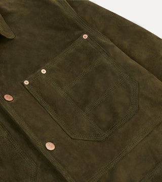 Drake's Olive Suede Welder Jacket 5