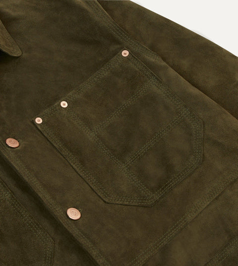 Drake's Olive Suede Welder Jacket 5