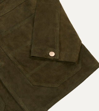 Drake's Olive Suede Welder Jacket 4