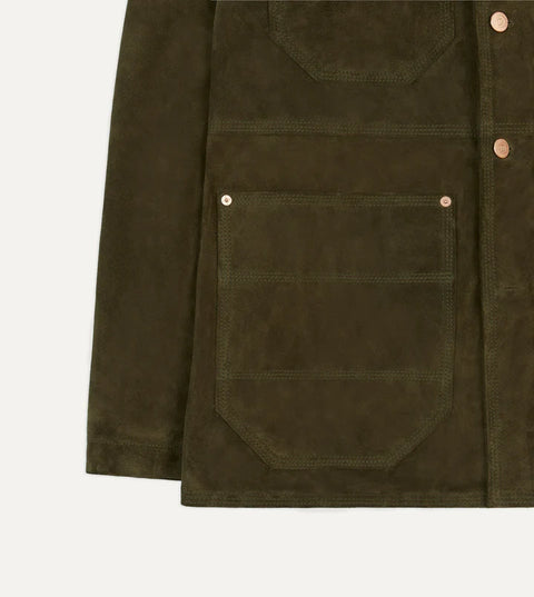 Drake's Olive Suede Welder Jacket 6