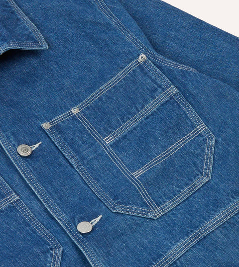Drake's Stone Wash Selvedge Denim Welder Jacket 4