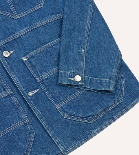 Drake's Stone Wash Selvedge Denim Welder Jacket 5