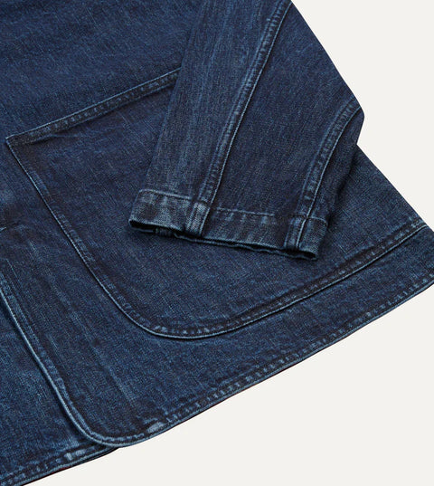 Drake's Indigo Wash Denim Field Jacket 4