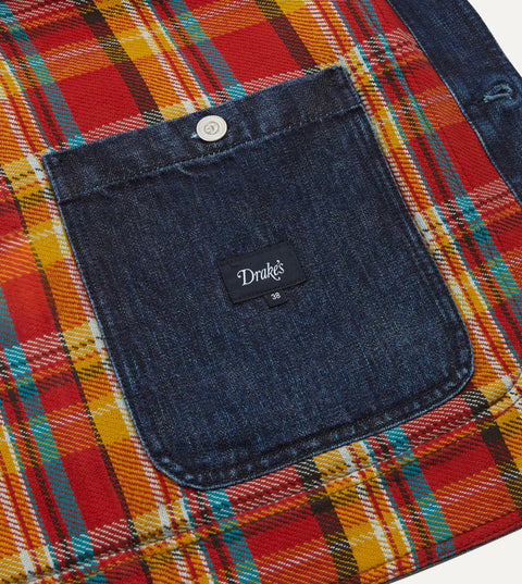 Drake's Indigo Wash Denim Field Jacket 7