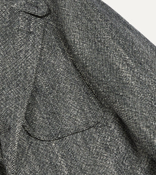 Drake's Black & White Tweed Western Games Blazer — lapel and chest detail