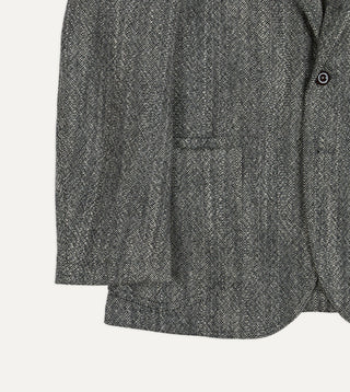 Drake's Black & White Tweed Western Games Blazer — sleeve and cuff detail