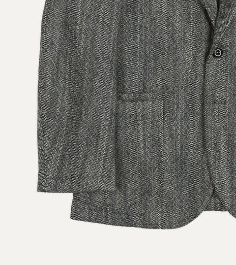 Drake's Black & White Tweed Western Games Blazer — sleeve and cuff detail