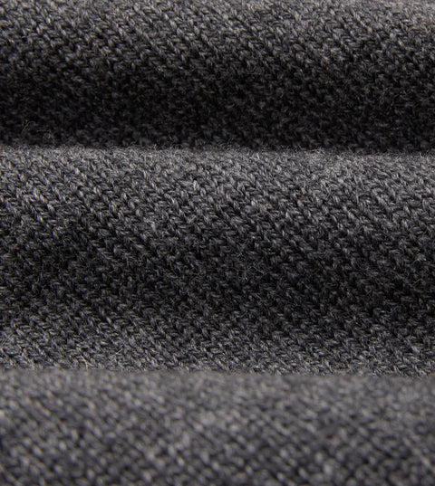 Drake's Grey Long Sleeve Merino Knit Polo — back