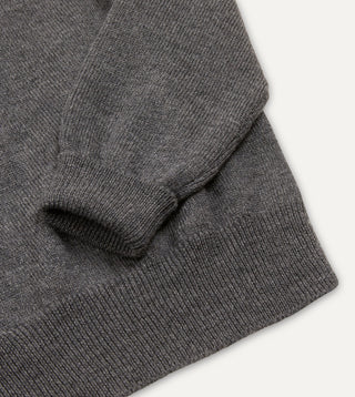 Drake's Grey Long Sleeve Merino Knit Polo — cuff and hem detail
