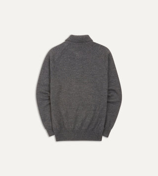 Drake's Grey Long Sleeve Merino Knit Polo — on-model