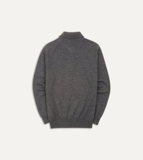 Drake's Grey Long Sleeve Merino Knit Polo — on-model