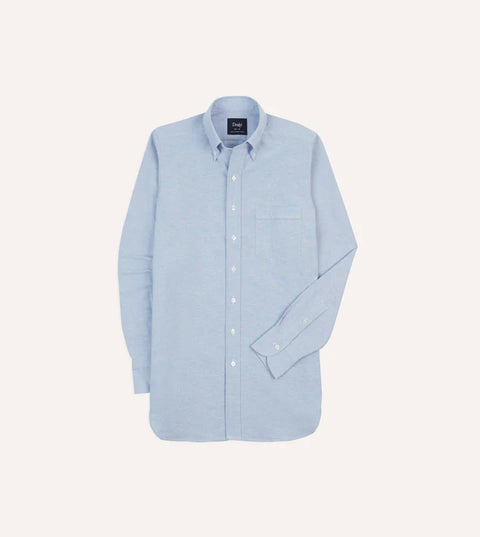 Drake's Ice Blue Cotton Oxford Cloth Button-Down Shirt 1