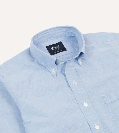 Drake's Ice Blue Cotton Oxford Cloth Button-Down Shirt 3