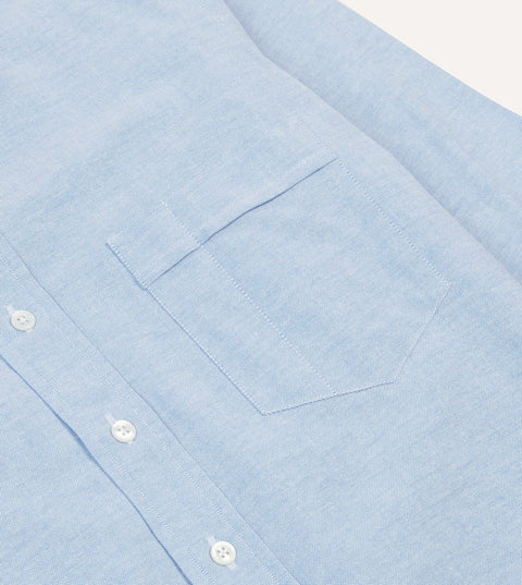 Drake's Ice Blue Cotton Oxford Cloth Button-Down Shirt 4