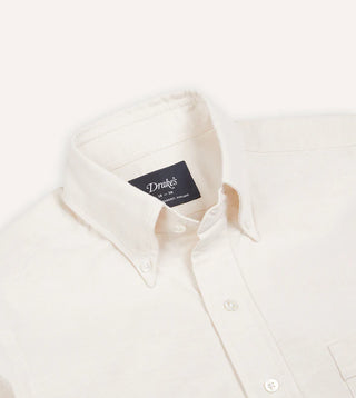 Drake's Cream Cotton Oxford Cloth Button-Down Dress Shirt 3