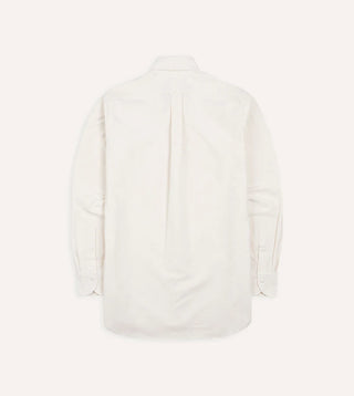 Drake's Cream Cotton Oxford Cloth Button-Down Dress Shirt 5