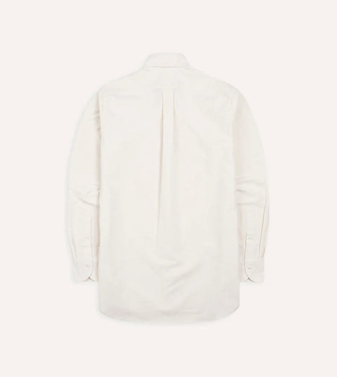 Drake's Cream Cotton Oxford Cloth Button-Down Dress Shirt 5
