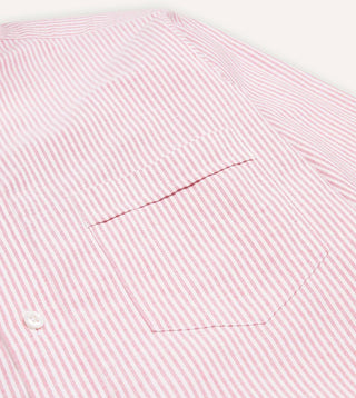 Drake's Pink Ticking Stripe Cotton Oxford Cloth Button-Down Dress Shirt 4