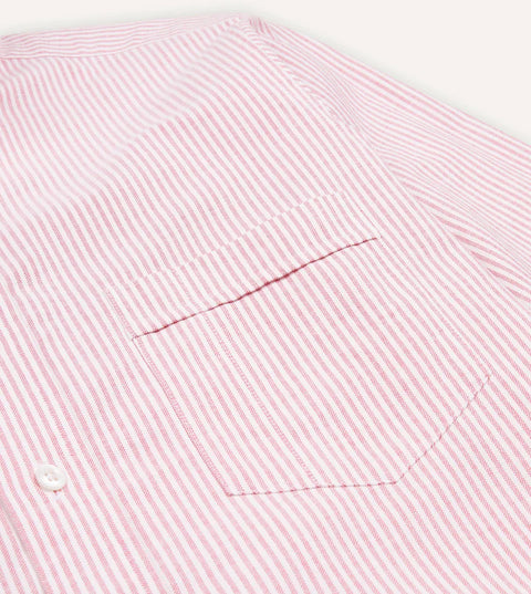 Drake's Pink Ticking Stripe Cotton Oxford Cloth Button-Down Dress Shirt 4