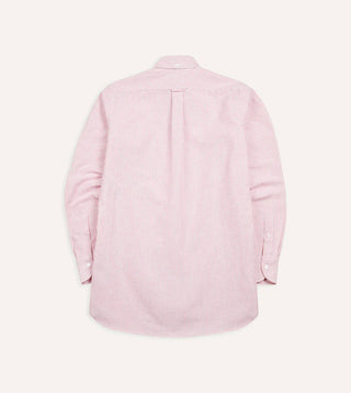 Drake's Pink Ticking Stripe Cotton Oxford Cloth Button-Down Dress Shirt 5