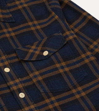 Drake's Grey LP Two Pocket Check Shirt — on-model back