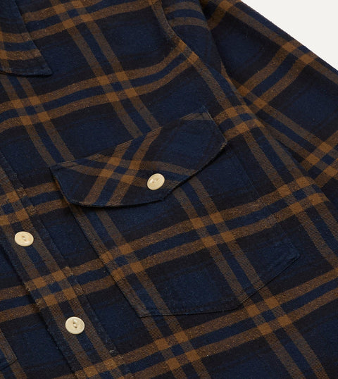 Drake's Grey LP Two Pocket Check Shirt — on-model back