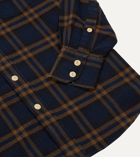 Drake's Grey LP Two Pocket Check Shirt — fabric detail