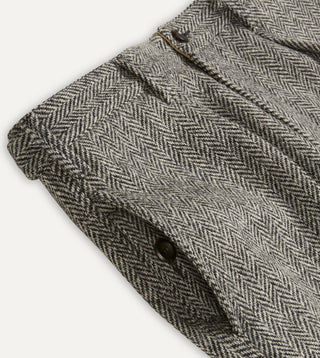 Drake's Harris Tweed One Pleat Games Trousers — detail waistband