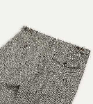 Drake's Harris Tweed One Pleat Games Trousers — detail fabric