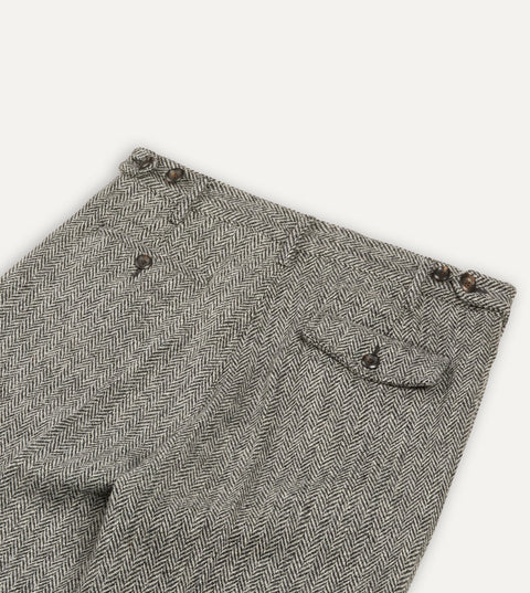Drake's Harris Tweed One Pleat Games Trousers — detail fabric