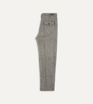 Drake's Harris Tweed One Pleat Games Trousers — detail hem