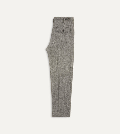 Drake's Harris Tweed One Pleat Games Trousers — detail hem